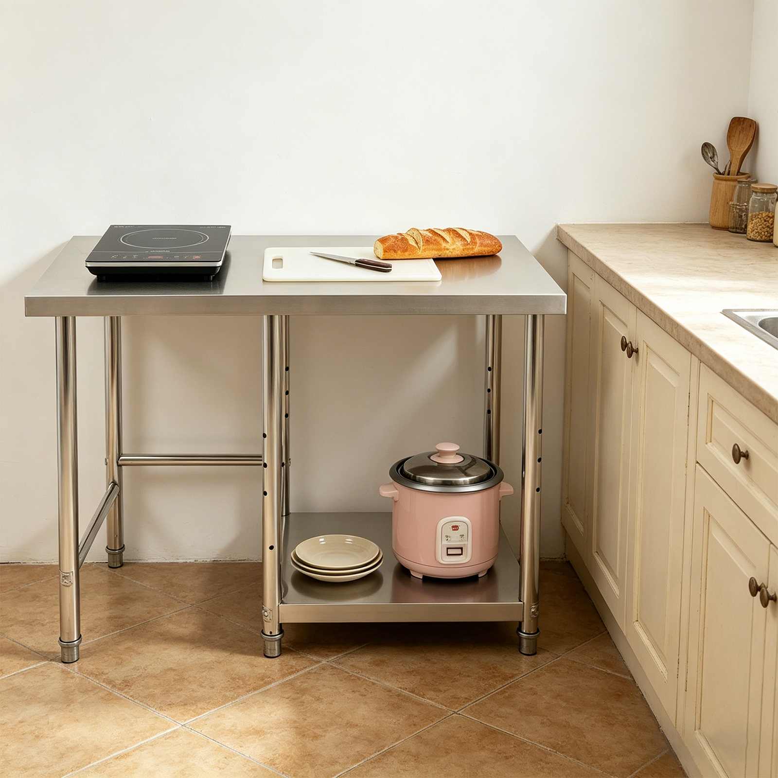 2 Tiers Stainless Steel Silver - Commercial Kitchen Tables incelemesi ve fiyatı