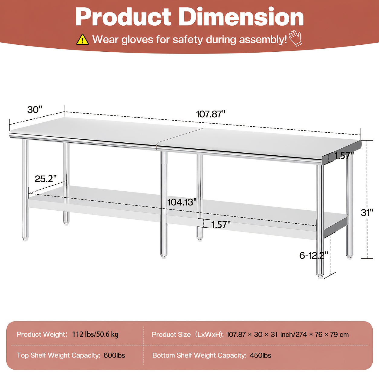 30×48–30×108 Inch Stainless St - Commercial Kitchen Tables incelemesi ve fiyatı