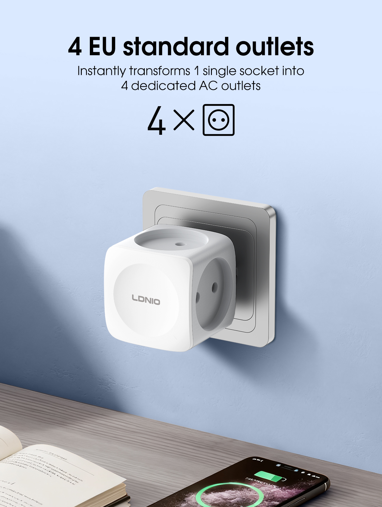 LDNIO 4 EU Outlet Power Cube,  - Commercial Kitchen In Residential Home incelemesi ve fiyatı